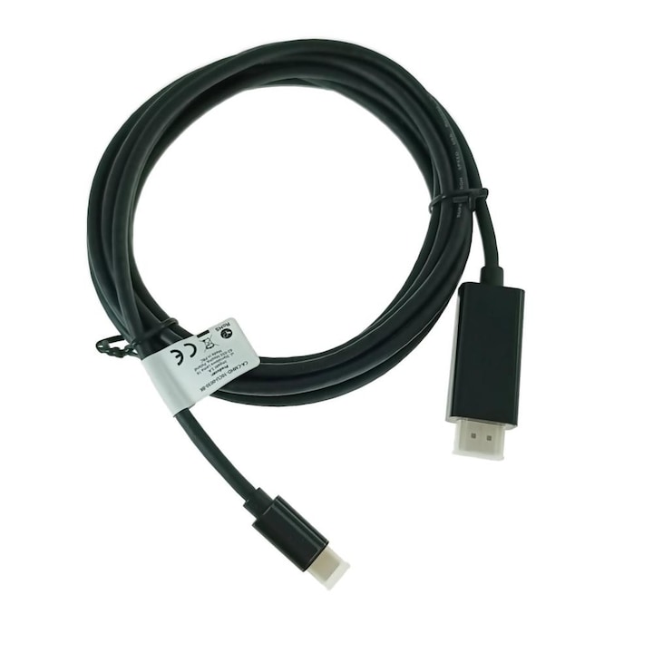 Cablu adaptor USB-C tata la HDMI tata, USB 3.2 gen.2, HDMI 2.0, Lanberg 43678, FHD-144Hz, 4K-60Hz, 18Gb/s, 300cm, negru