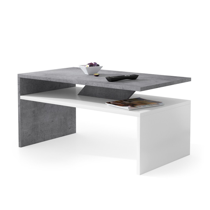 Маса за кафе Mazzoni, PRIMA, Бетон / Бял, 90 х 50 см