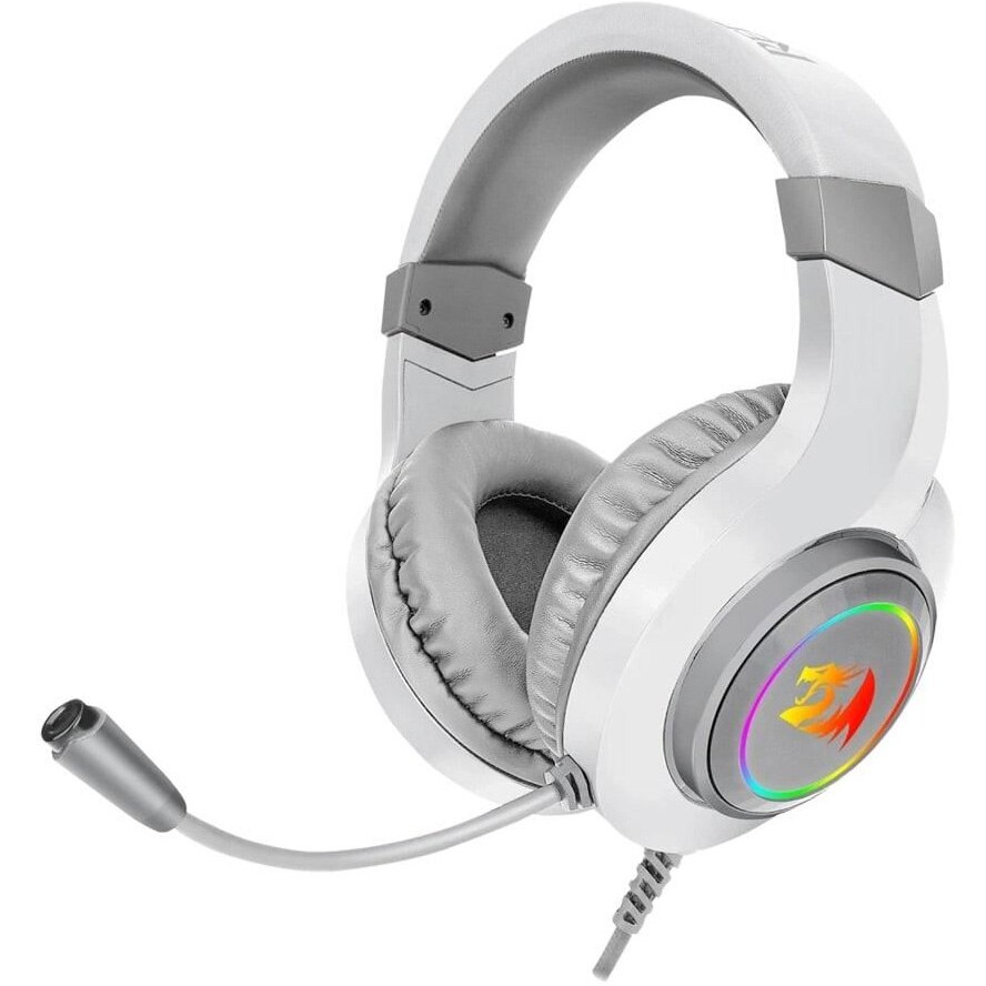Casti gaming Redragon Hylas alb, iluminare RGB, difuzoare 50mm, jack 2x3.5mm & USB
