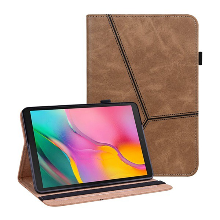 Tok álló, bőr hatású (aktív FLIP, oldalra nyíló, asztali tartó funkció, bankkártya tartó, koptatott bőrhatás) BARNA [Samsung Galaxy Tab A 10.1 LTE (2019) SM-T515]