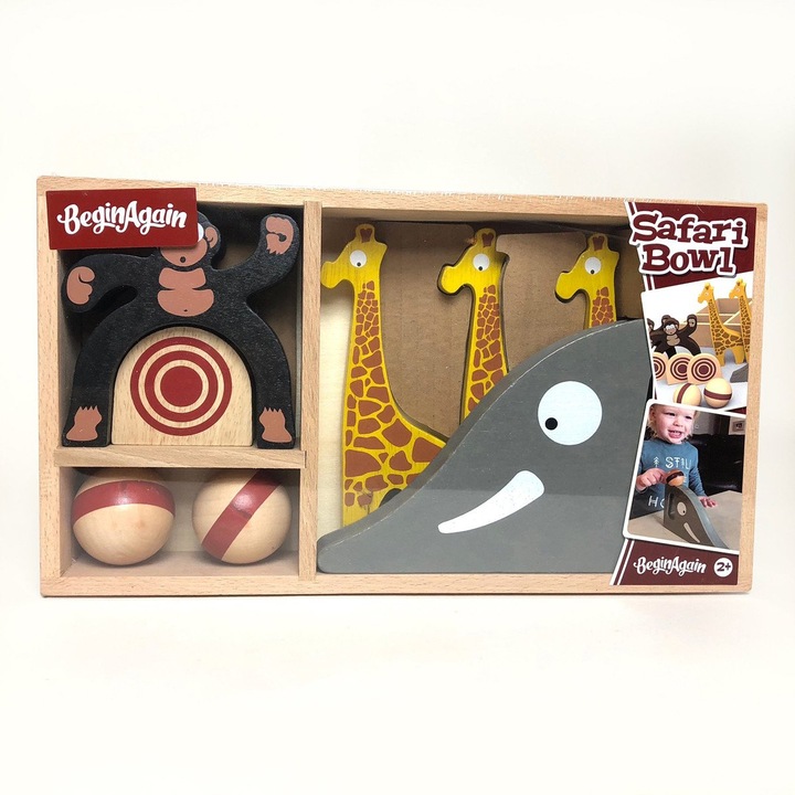 Joc de indemanare, Safari Bowling, piese lemn, + 2 ani