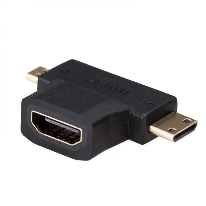 Видео адаптер Akyga, miniHDMI / microHDMI - HDMI, черен AK-AD-23