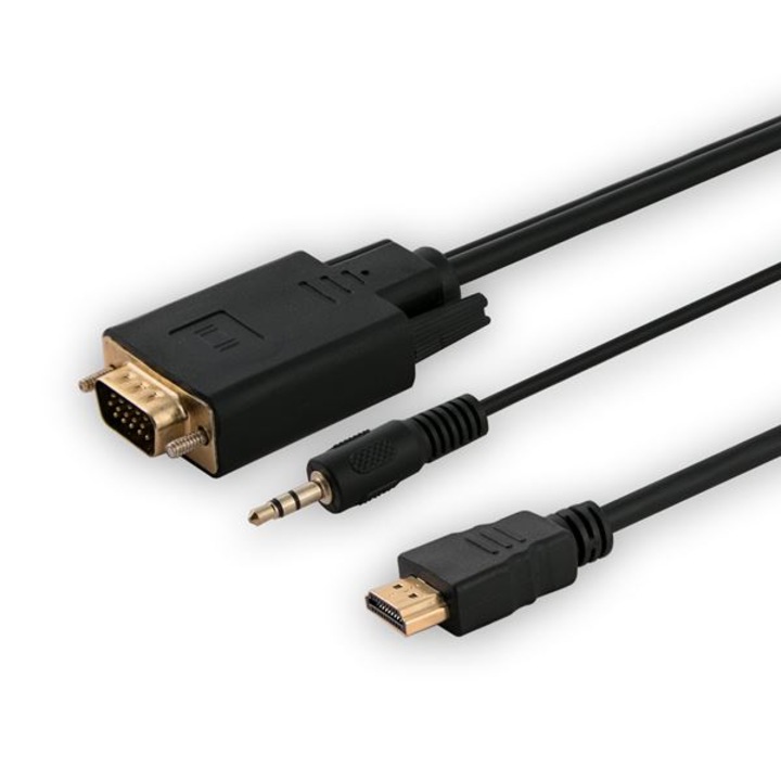 Cablu, Savio, CL-104, HDMI - VGA + cablu audio, 1.8 m, Negru