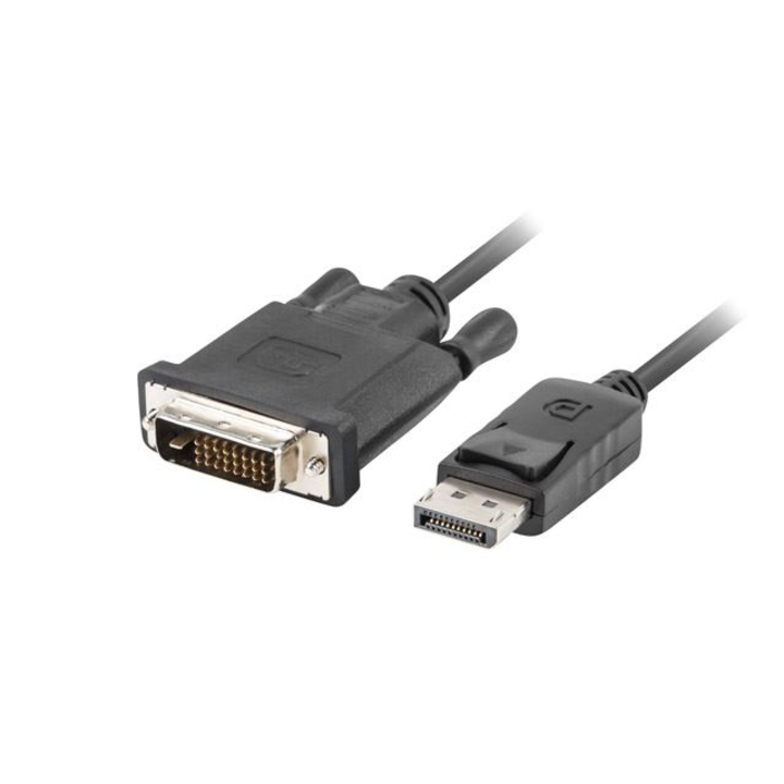 Lanberg Displayport male V1.2 - DVI-D male (24+1) dual link fekete kábel, 3m