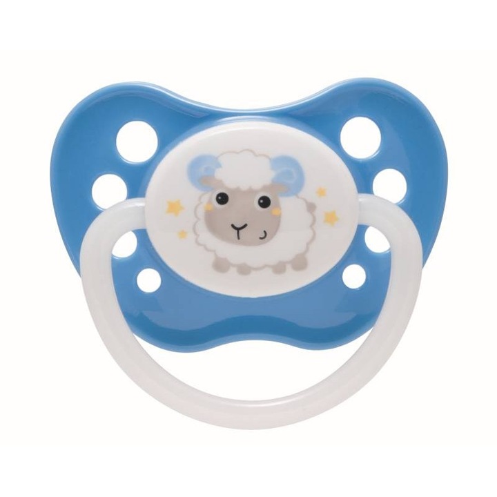 Залъгалка, Canpol babies, Bunny&Company, 0-6 месеца, Силикон, Фосфоресцираща дръжка, Син