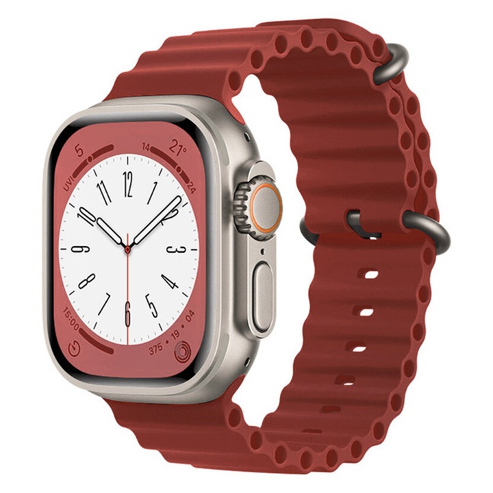 Curea Ceas SmartWatch pentru Apple Watch 38 mm / 40 mm / 41 mm, Soft Silicone, Comfy to Wear, High Quality, Fashion Design, Bratara Ajustabila, Visiniu