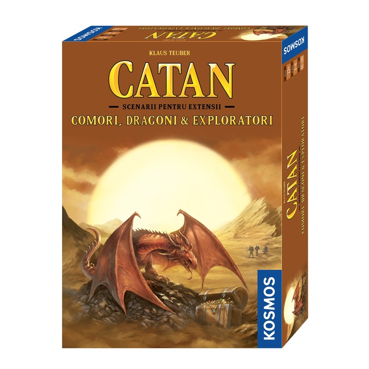 Joc de societate Kosmos Catan, Comori, Dragoni & Exploratori, extensie 3-4 jucatori, 6 scenarii