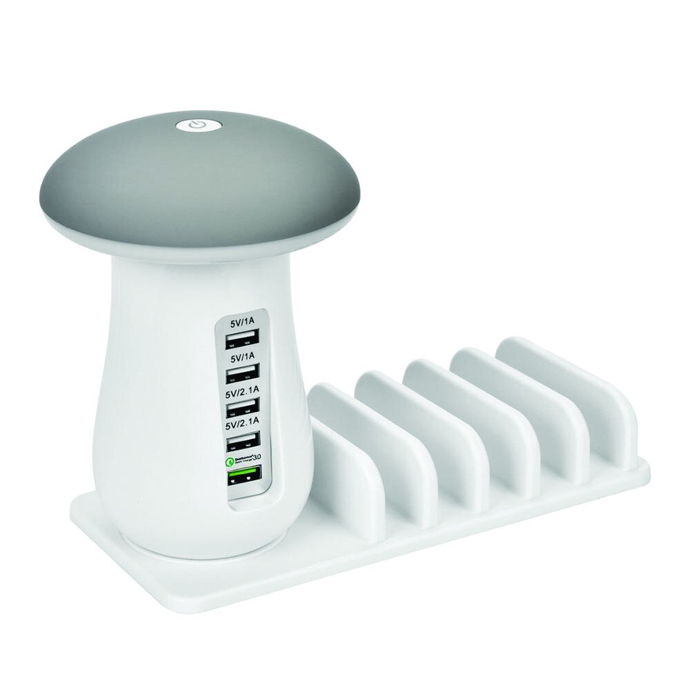 Statie de incarcare 3 in1 pentru mai multe dispozitive cu suport pentru telefon, lampa si 5 Porturi USB, pentru Smartphone-uri & Tablete - Phuture®