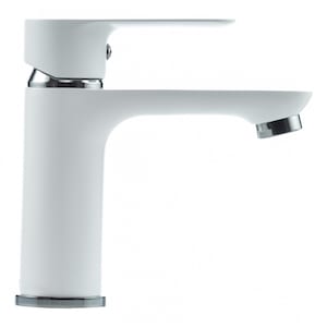 Baterie lavoar HI-NON H181-FW-439, alb mat, monocomanda, cartus ceramic 40 mm, racorduri incluse