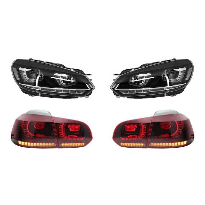 Фарове и стопове RHD LED Full LED Dynamic Signal, Съвместими с VW Golf 6 VI (2008-2013) R20 U Design