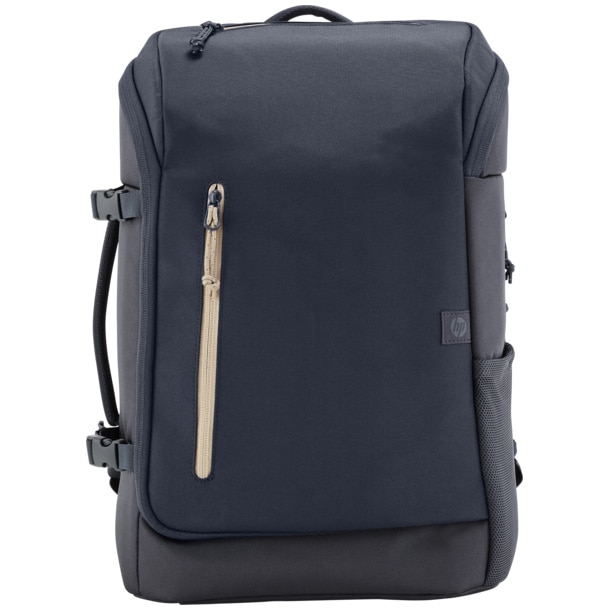 Rucsac extensibil HP Travel 25L pentru laptop 15.6", extensibil pana la 30L, buzunar RFID, fermoare blocabile, buzunar pentru tracker, exterior din plastic 100% reciclat, albastru