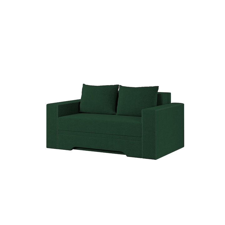 Canapea Ema, extensibila, lada depozitare, stofa, 164 x 103 x 80 cm, Verde