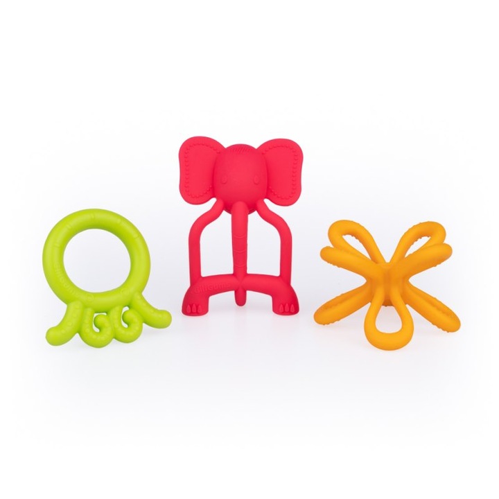 3 db-os fogzási játék készlet, Dumel, Szilikon, 3 hónapos+, Többszínű