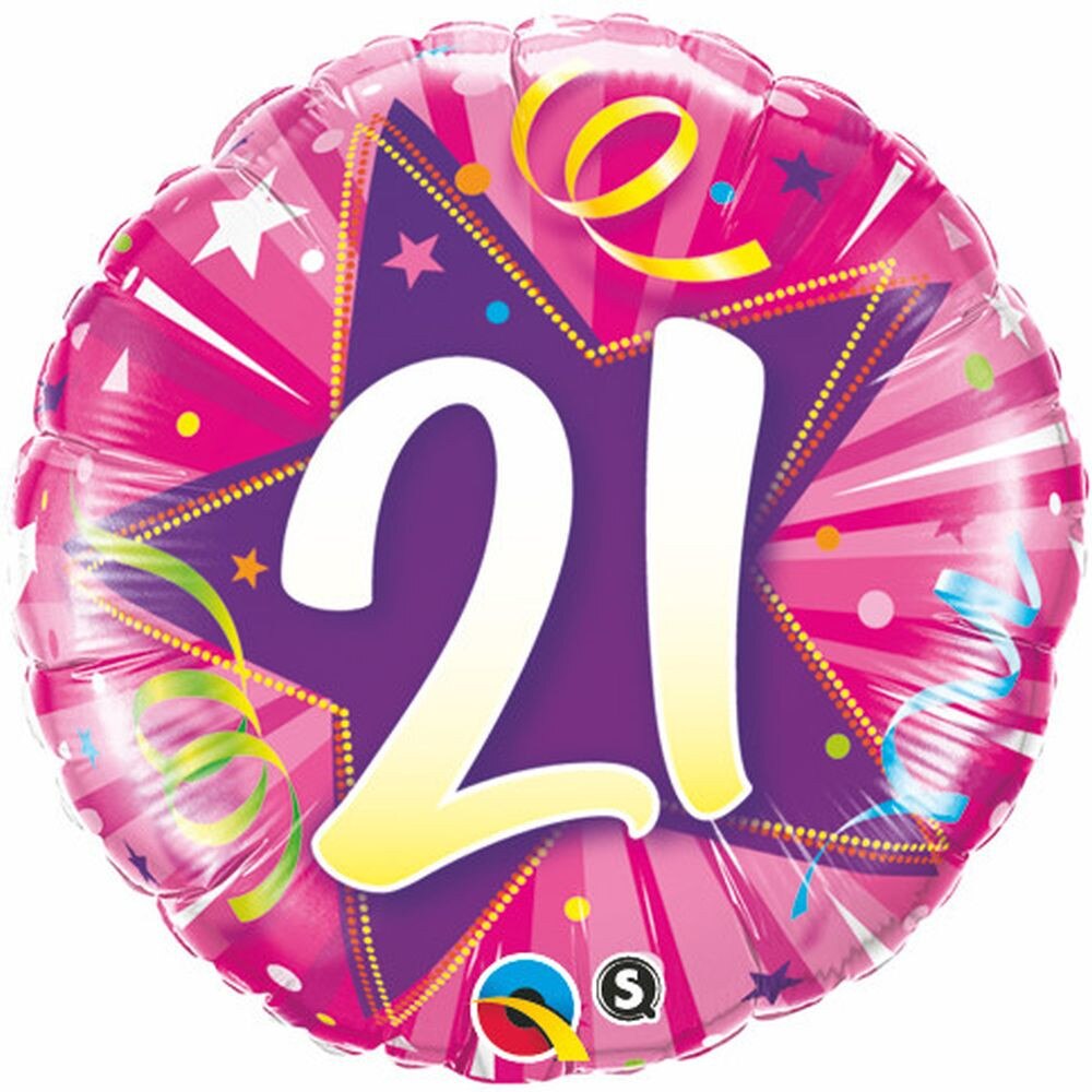 Balon Folie 45 cm Numarul 21 - Roz, Qualatex 24007