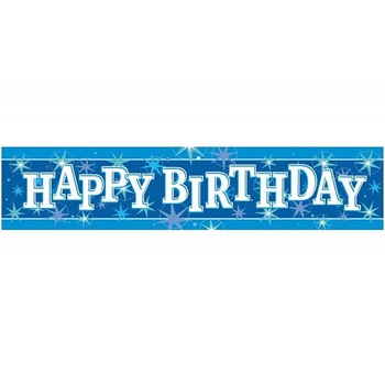 Banner decorativ albastru pentru petrecere 2.6m, Happy Birthday, Qualatex 45553, 1 buc Banner decorativ albastru pentru petrecere 2.6m, Happy Birthday, Qualatex 45553, 1 buc