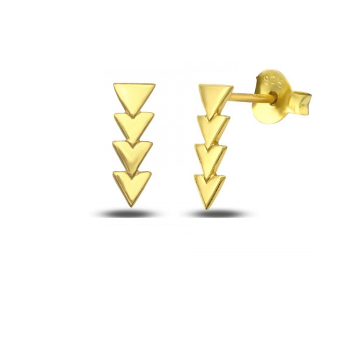 Cercei din argint placati cu aur 14 K Geometry Arrow Boutique 23, cutie bijuterie, auriu