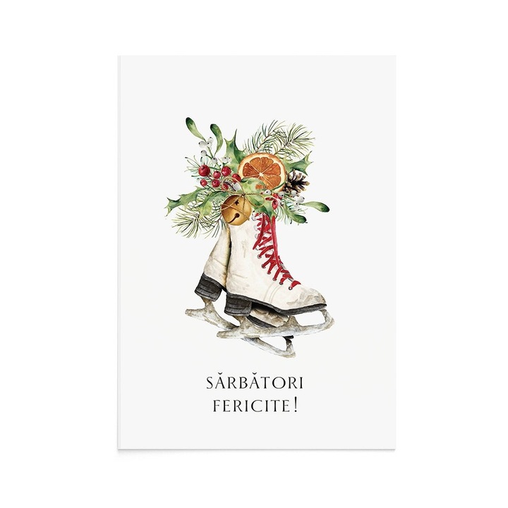 Felicitare Craciun Christmas Skates, Zizula Cards, 105 X 150 mm