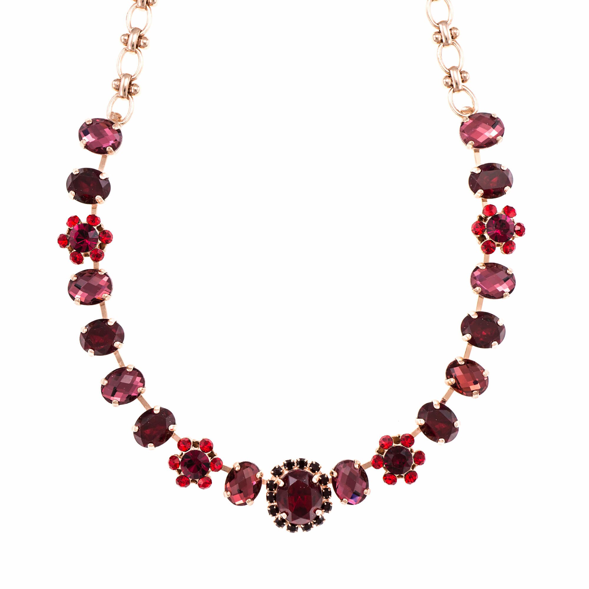 Colier placat cu Aur roz de 24K, Cristale, Lady In Red by Roxannes - Mariana Jewellery, Rosu 3090/4-1070RG