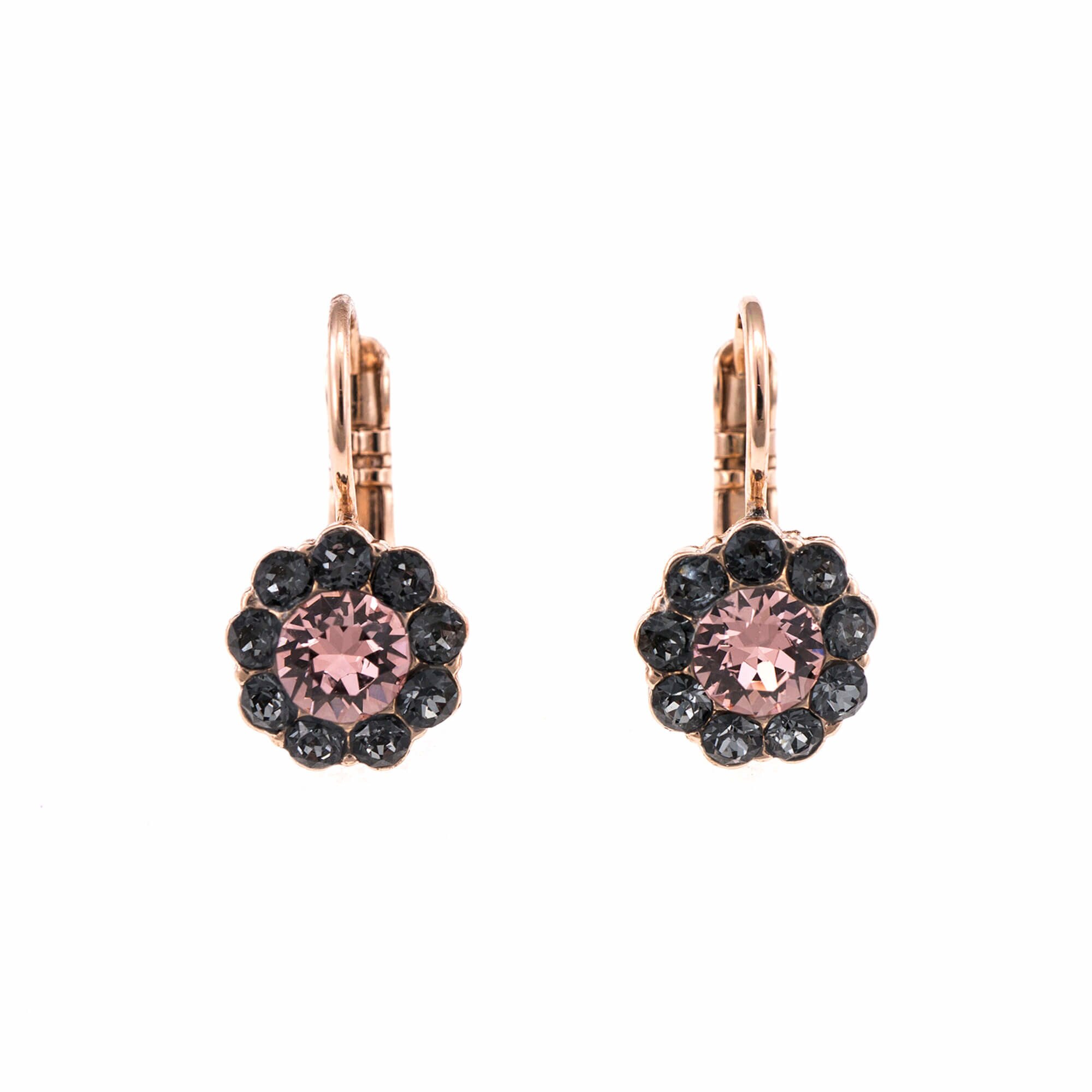 Cercei placati cu Aur roz de 24K, Cristale, Black Velvet by Roxannes - Mariana Jewellery, Gri/Roz 1379-1073RG6