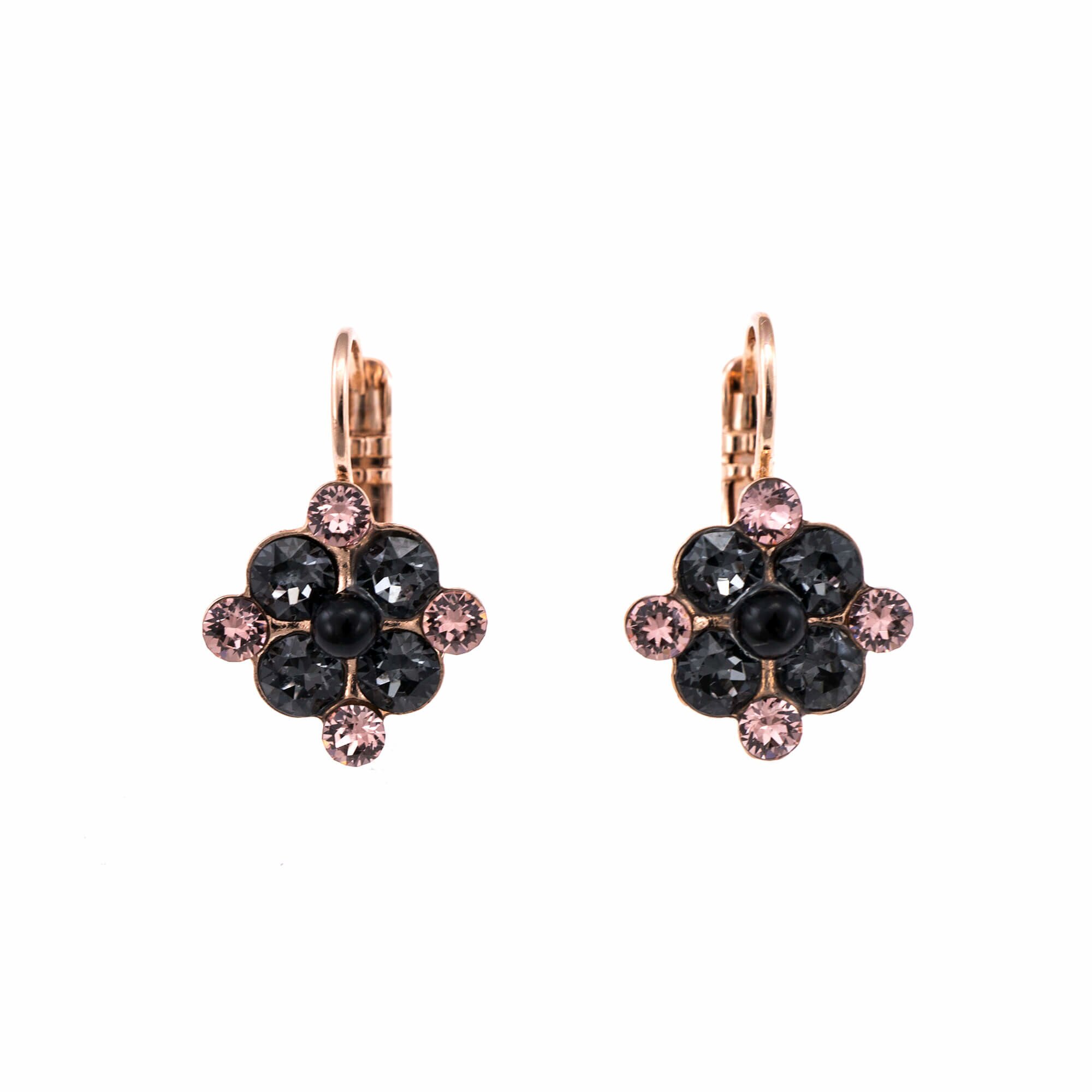 Cercei placati cu Aur roz de 24K, Cristale, Black Velvet by Roxannes - Mariana Jewellery, Negru/Roz 1164/1-1073RG6