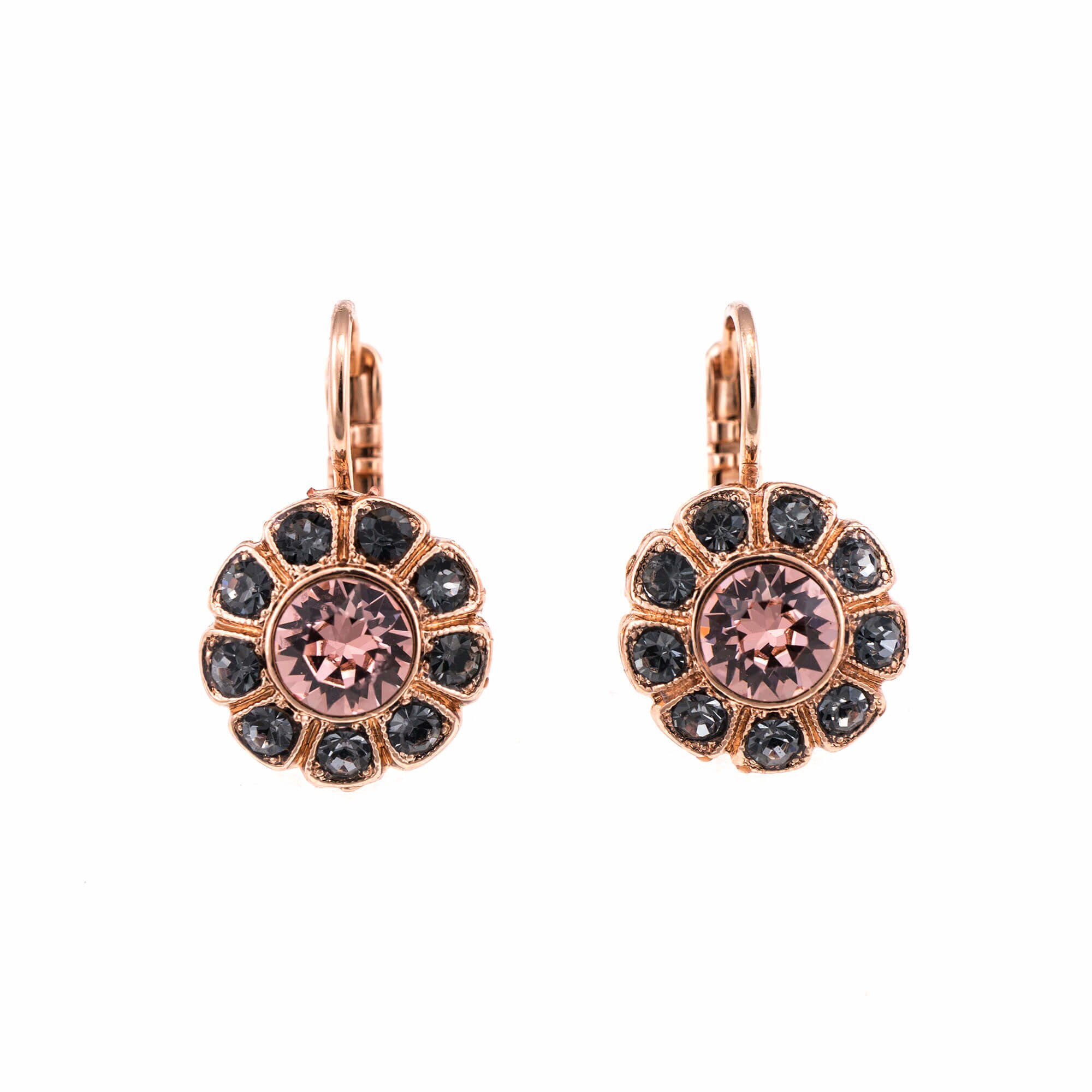Cercei placati cu Aur roz de 24K, Cristale, Black Velvet by Roxannes - Mariana Jewellery, Gri/Roz 1131-1073RG6