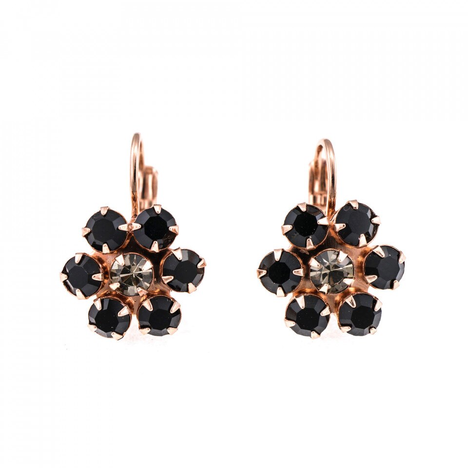 Cercei placati cu Aur roz de 24K, Cristale Swarovski, Black Velvet by Roxannes - Mariana Jewellery, Negru/Gri 1119-1073RG6