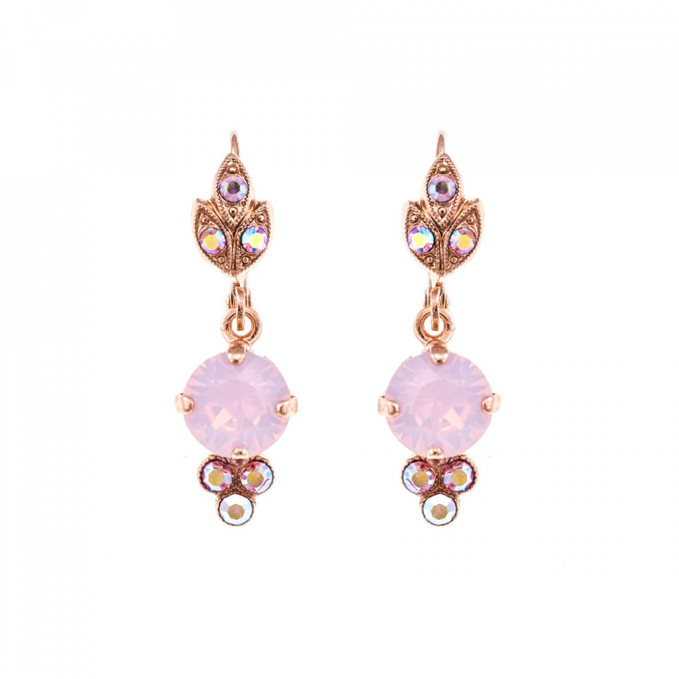 Cercei placati cu Aur roz de 24K, Cristale Swarovski, Rose by Roxannes - Mariana Jewellery, Roz 1013-395RG1