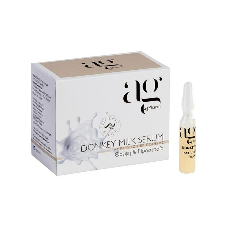 Ser pentru ten, Ag Pharm, Lapte de magarita, Nutritiv, 2 ml, Transparent
