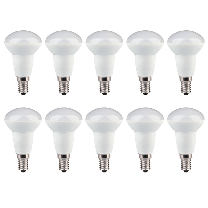 Set 10 Buc - Bec Led Ecoplanet reflector R50, E14, 5w (40w), 450Lm, F, lumina rece 6500K, Mat