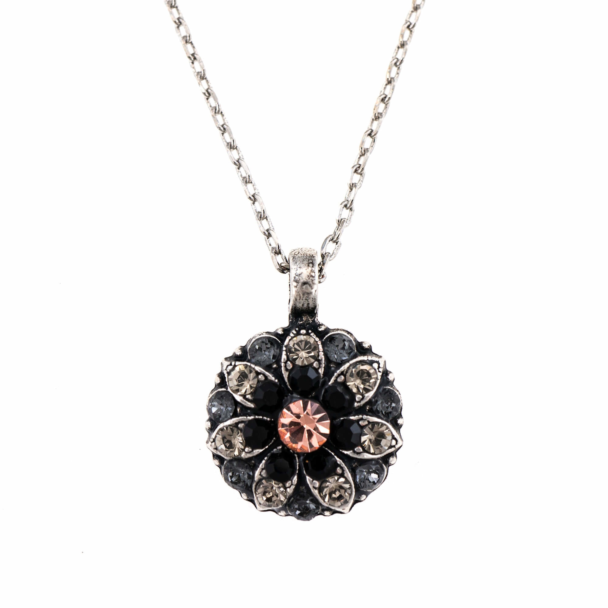 Pandantiv cu lant placat cu Argint 925, Cristale, Black Velvet by Roxannes - Mariana Jewellery, Negru/Gri 5212-1073SP