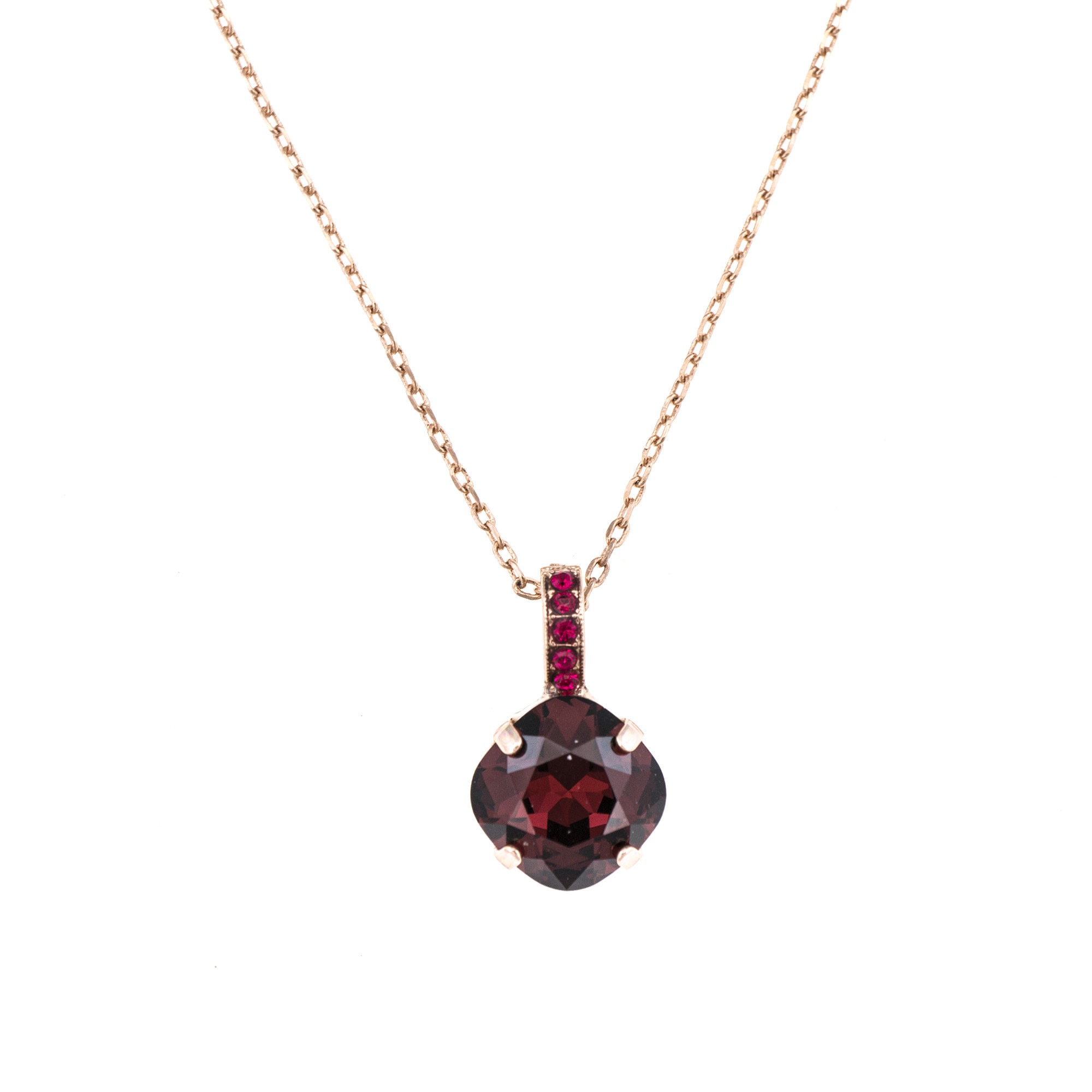 Pandantiv cu lant placat cu Aur roz de 24K, Cristale, Lady In Red by Roxannes - Mariana Jewellery, Rosu 5326/1-1070RG