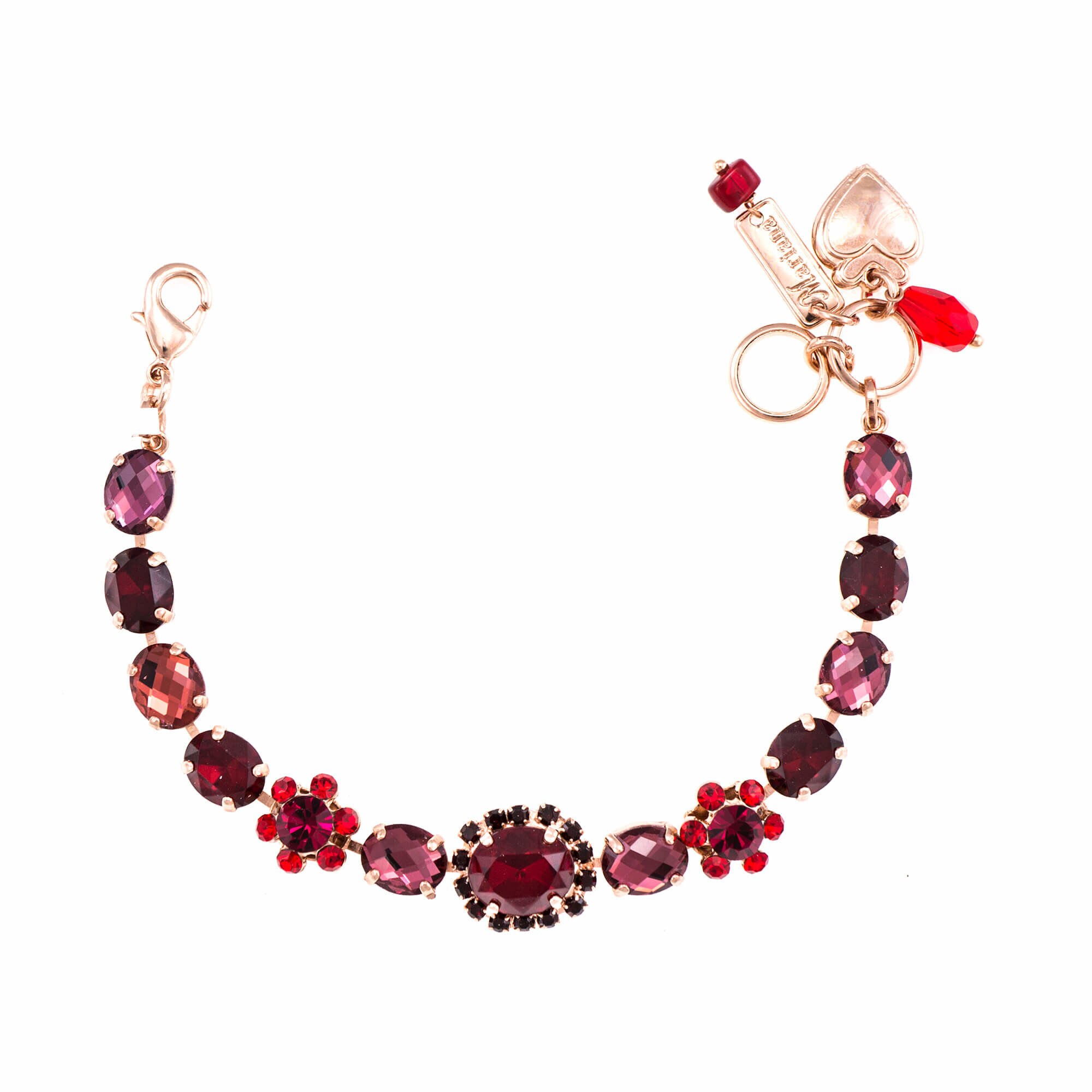 Bratara placata cu Aur roz de 24K, Cristale, Lady In Red by Roxannes - Mariana Jewellery, Rosu 4090/3-1070RG