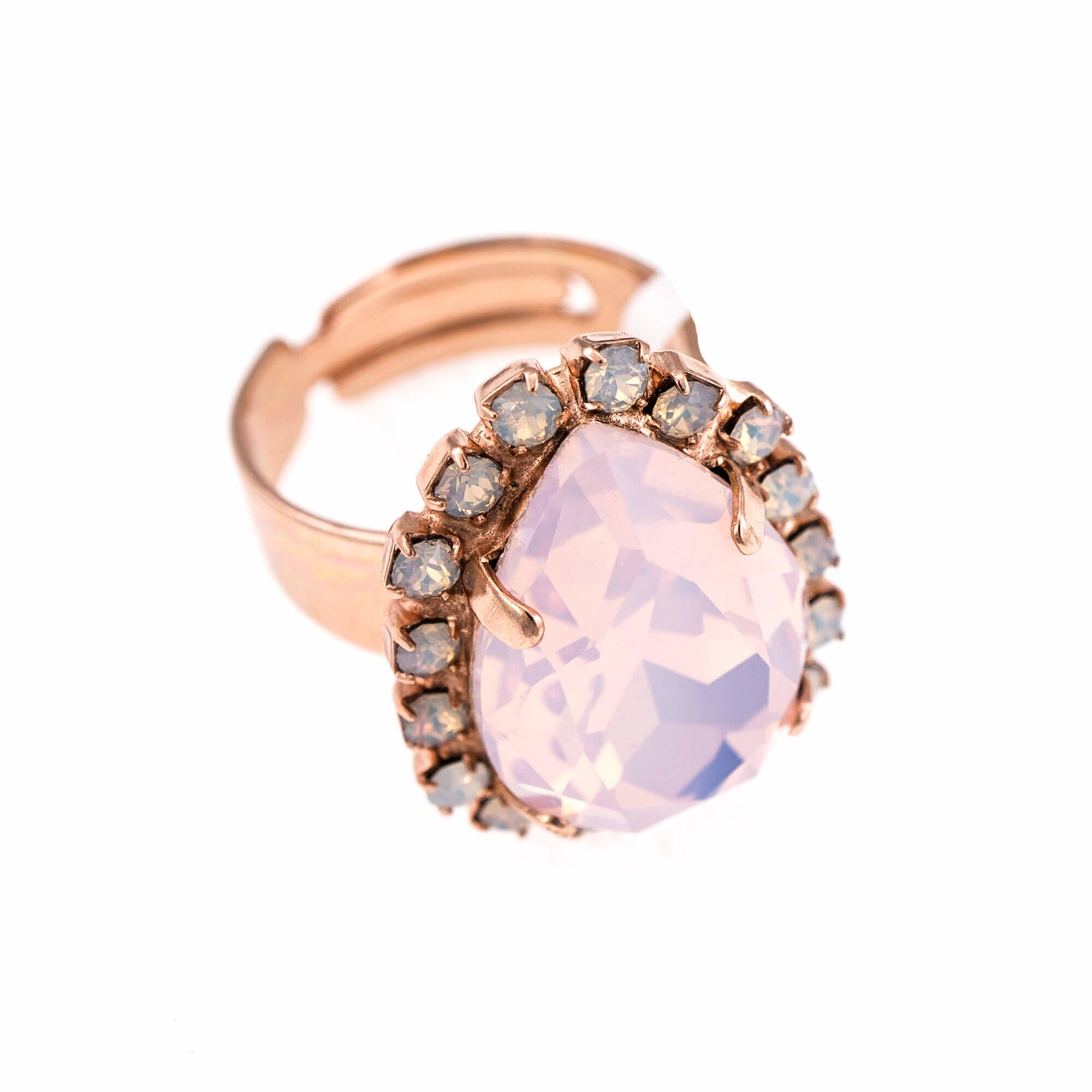 Inel placat cu Aur roz de 24K, Cristale, Tiara Day by Roxannes - Mariana Jewellery, Alb/Roze 7098-2333RG