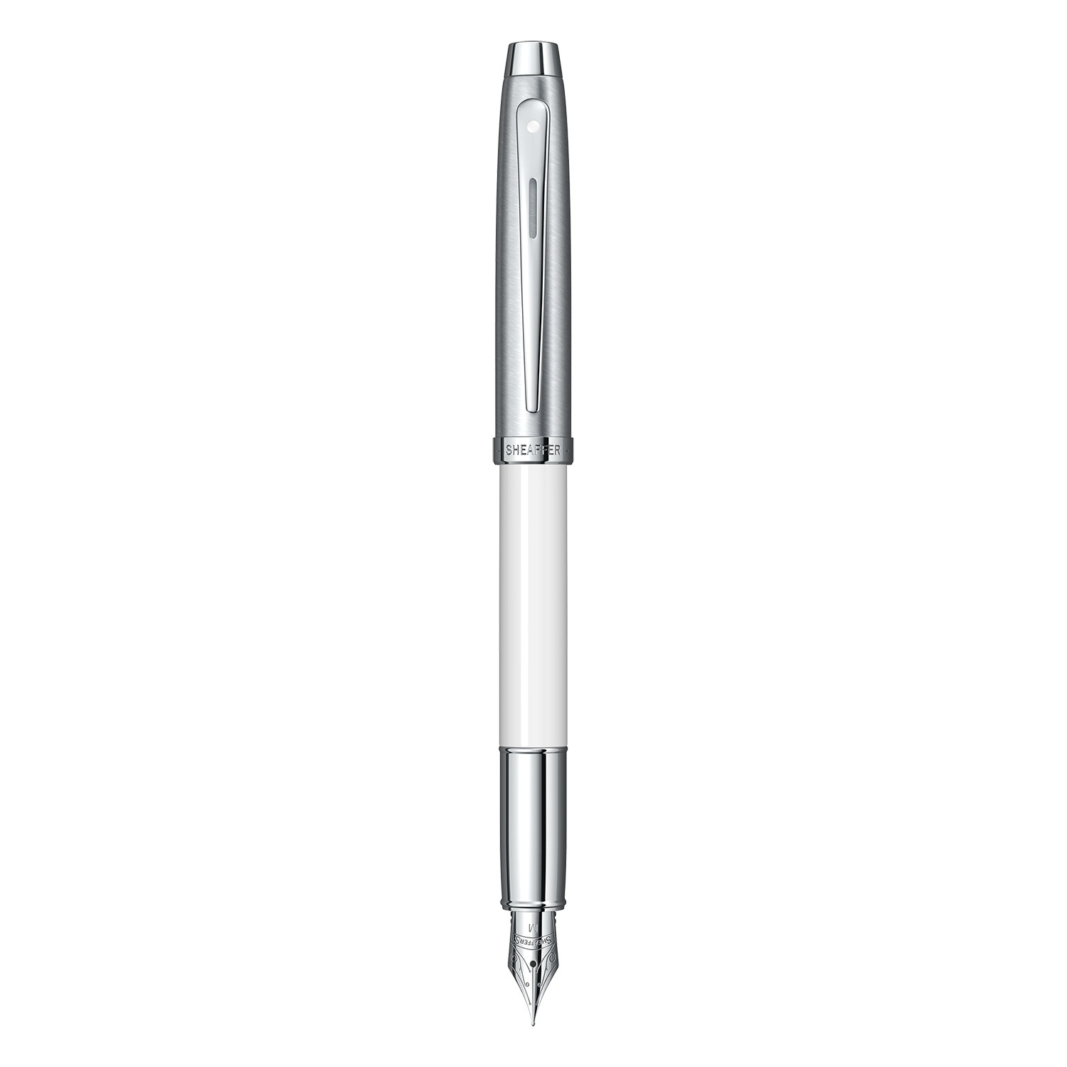 Stilou Sheaffer 100 Glossy White & Brushed Chrome NT
