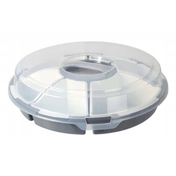 Set servire snacksuri Excellent Houseware, polipropilena, 33x9 cm, gri/alb