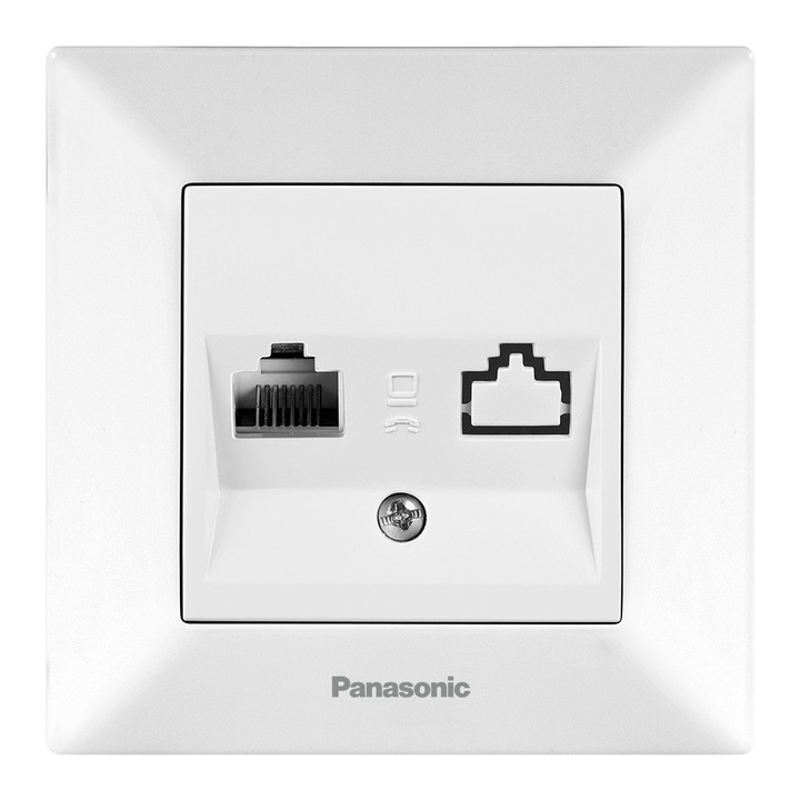 Panasonic Arkedia прост компютърен контакт, cat5e, бял