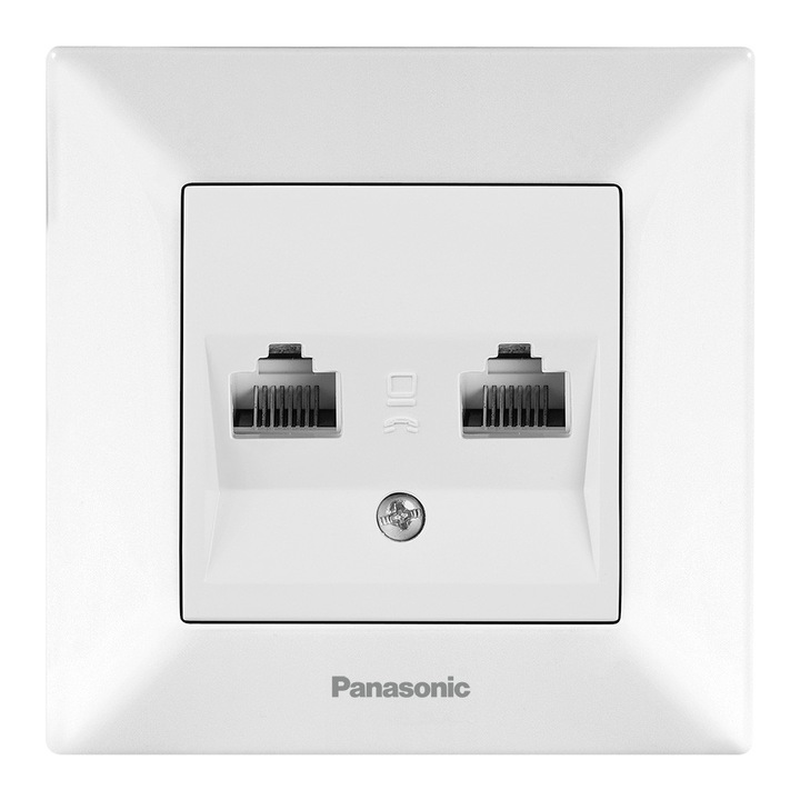 Priza calculator dubla Panasonic Arkedia, cat5e, Alb