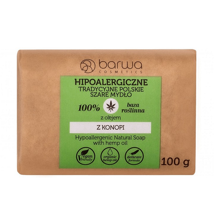 Хипоалергенен сапун Barwa Hypoallergenic, Натурален, Конопено масло, 100гр