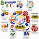 SOLTOY® Building Game Table интерактивна маса за дейности за бебета с музикален барабан, клавиши на пиано, зъбни колела, звуци и светлини