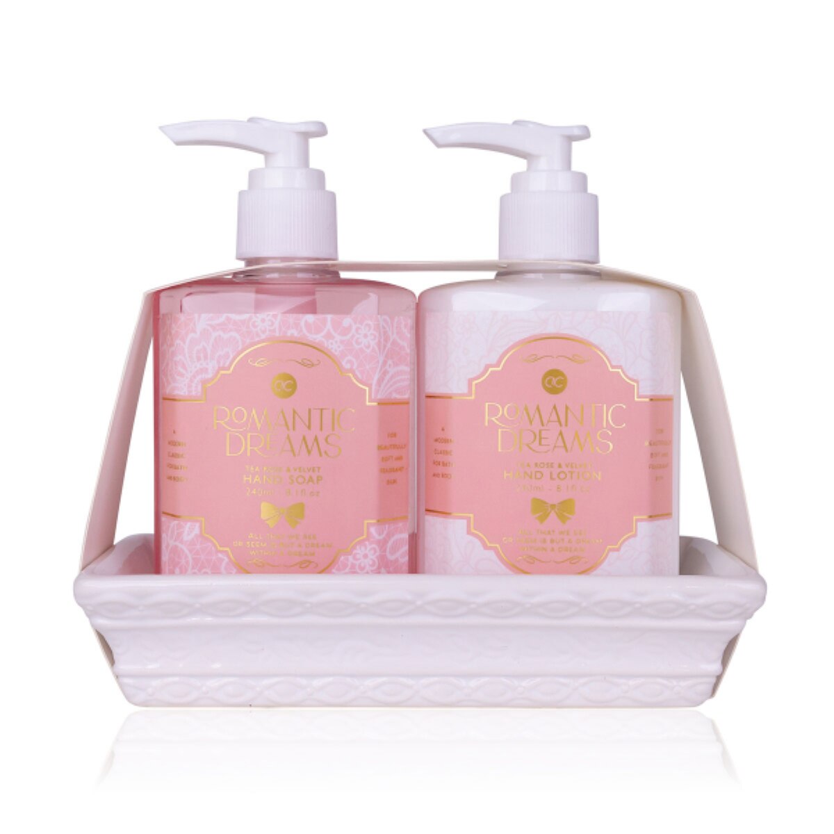 Set Ingrijire Maini Romantic Dreams Cu 2 Produse 480 Ml Aroma Trandafir In Suport Ceramic Emagro 5554