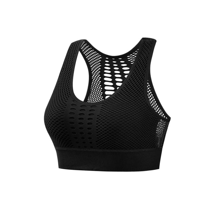 Bustiera fitness sustinere ridicata, Negru 387