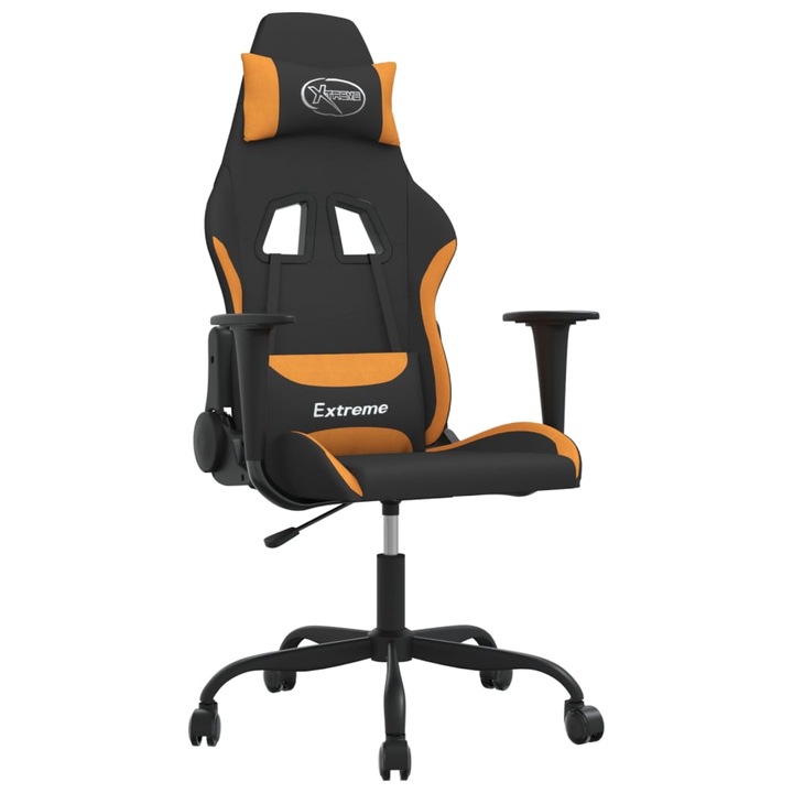 Scaun de gaming cu masaj vidaXL, negru si portocaliu, textil, 13.4 kg
