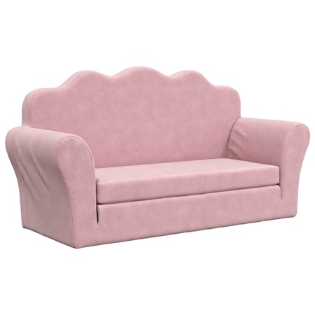 Canapea pentru copii cu 2 locuri vidaXL, roz, plus moale, 94 x (35-87) x 49 cm