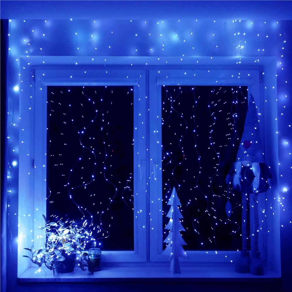 Светеща гирлянда за завеси 300 LED, 3x3m, вътрешна, USB захранване ...
