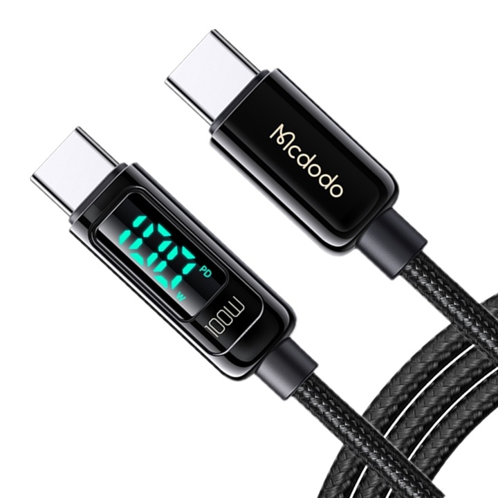 Cablu incarcare, McDodo, USB-C/USB-C, 1.2m, Negru