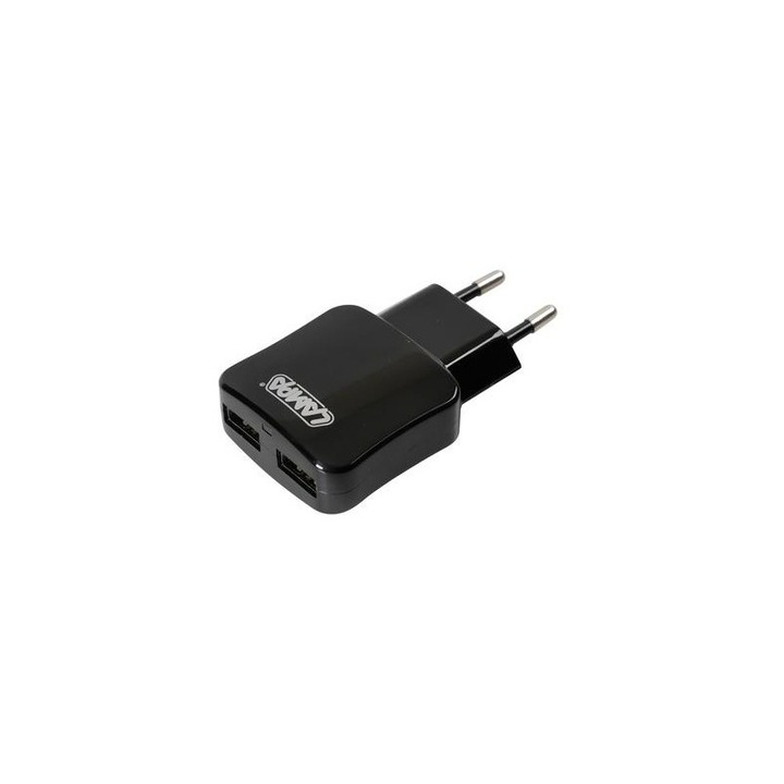 Incarcator de perete, Lampa, 2xUBS, Universal, Negru