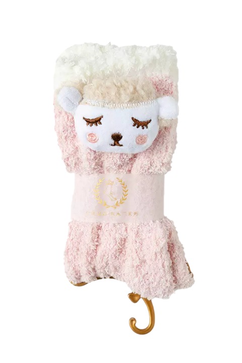 Sosete dama, calduroase, moi, accesorizate, model sleepy face, marime universala, roz, EFAYN