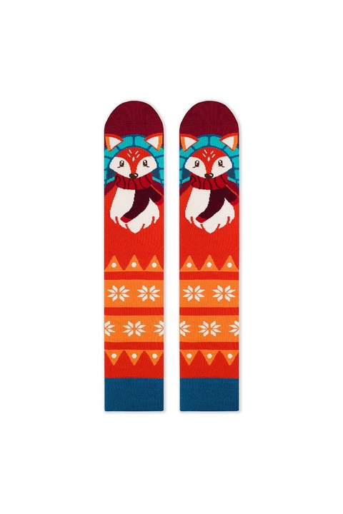 Бамбукови коледни чорапи Комфортни крака 3/4 високи чорапи CHRISTMAS Fox, 31-34 EU, многоцветни