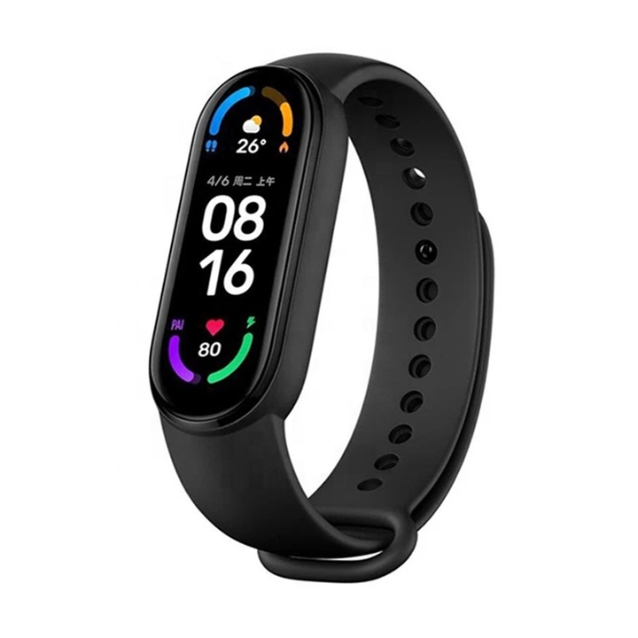 Szíj Xiaomi Mi Band 5/5 NFC/6/6 NFC/Amazfit Band 5-höz, óraszíj, X1375, fekete