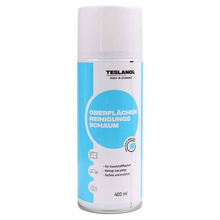 Spray spuma, Teslanol, Curatare plastic/sticla/ecrane, 400 ml